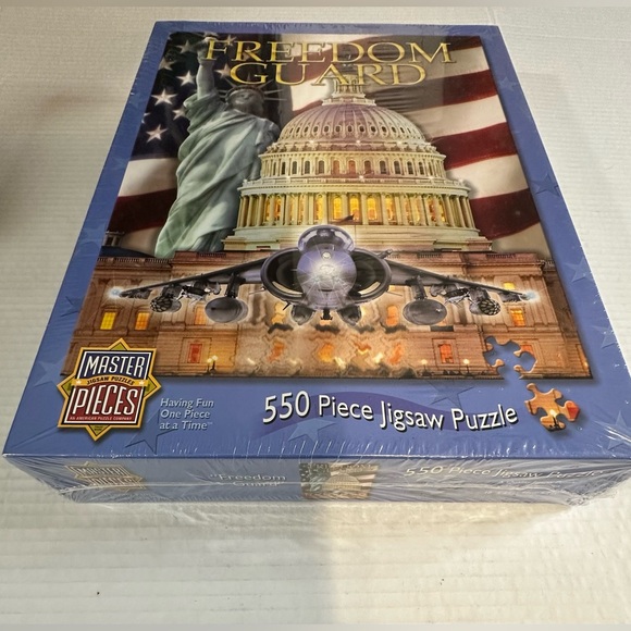 Master Pieces 550 Pc. Jigsaw Puzzle Flag Liberty Jet Freedom Guard New In Box - Picture 5 of 8